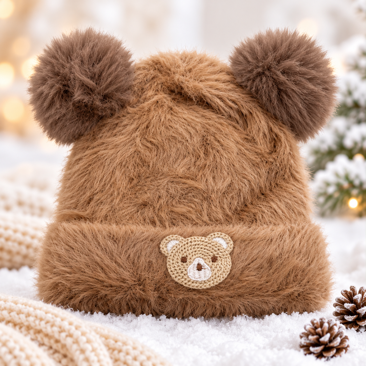 1–4 Years Kids Unisex Fluffy Teddy Bear Winter Cap with Velvet Lining |(15)