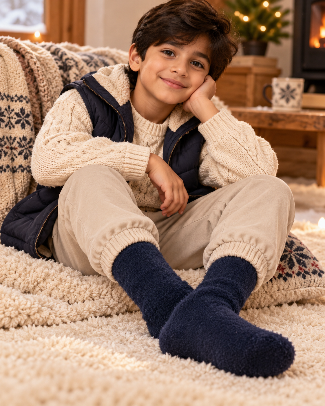 Kids Ultra-Soft Fuzzy Fleece Socks - Cozy Winter Warmth -KPF-Plain