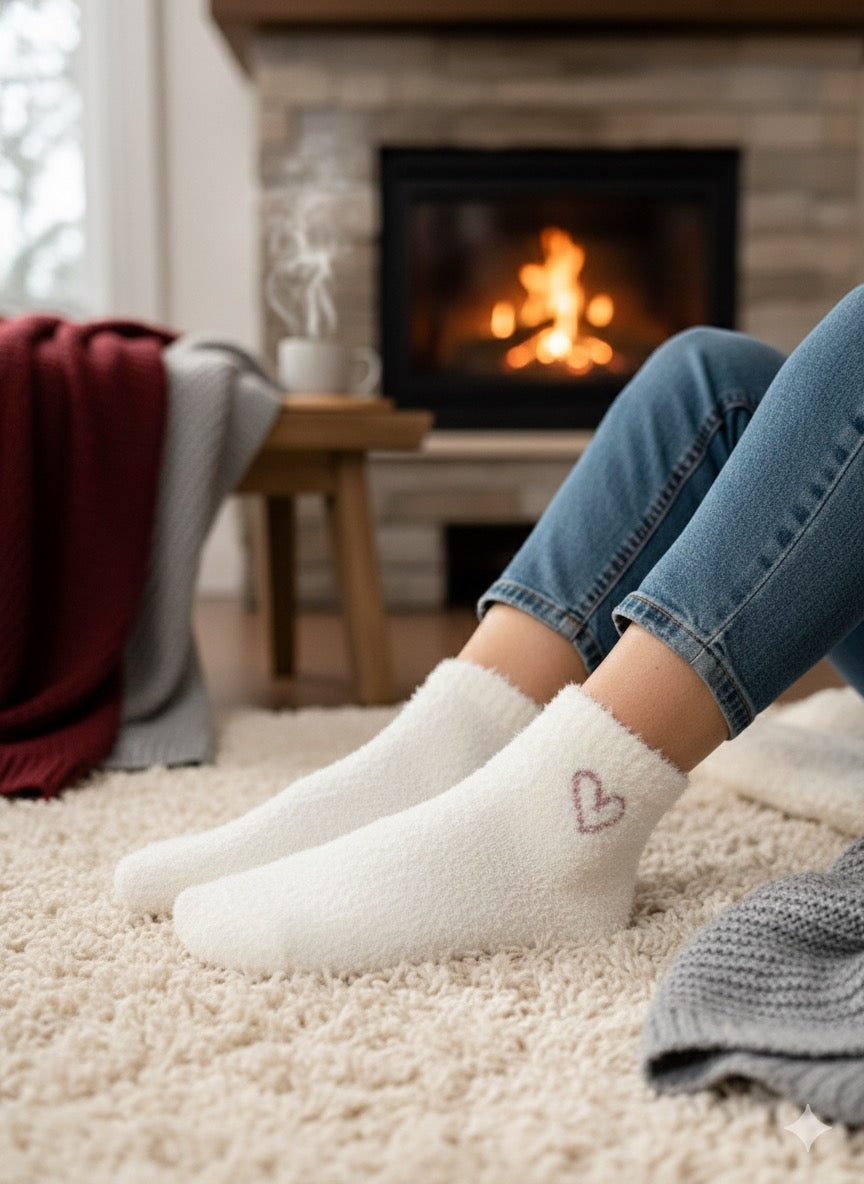 Ultra-Soft Fuzzy Polyamide DIL Ankle Socks - Cozy Winter Warmth -PF09