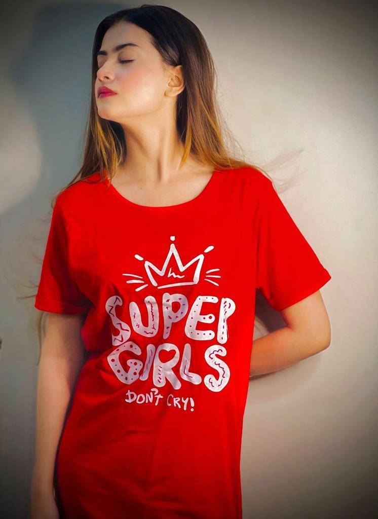 Ladies Soft Cotton Jersey Long Tees (red)