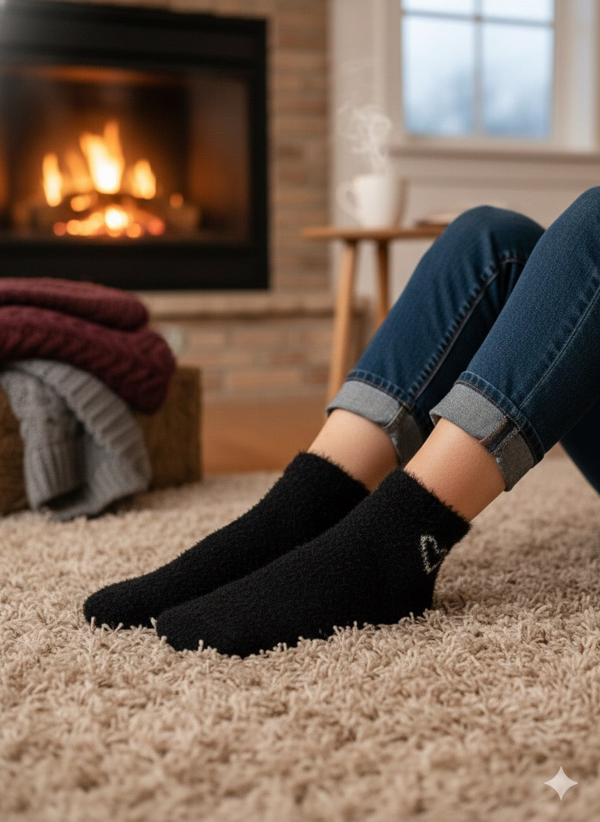 Ultra-Soft Fuzzy Polyamide DIL Ankle Socks - Cozy Winter Warmth -PF09