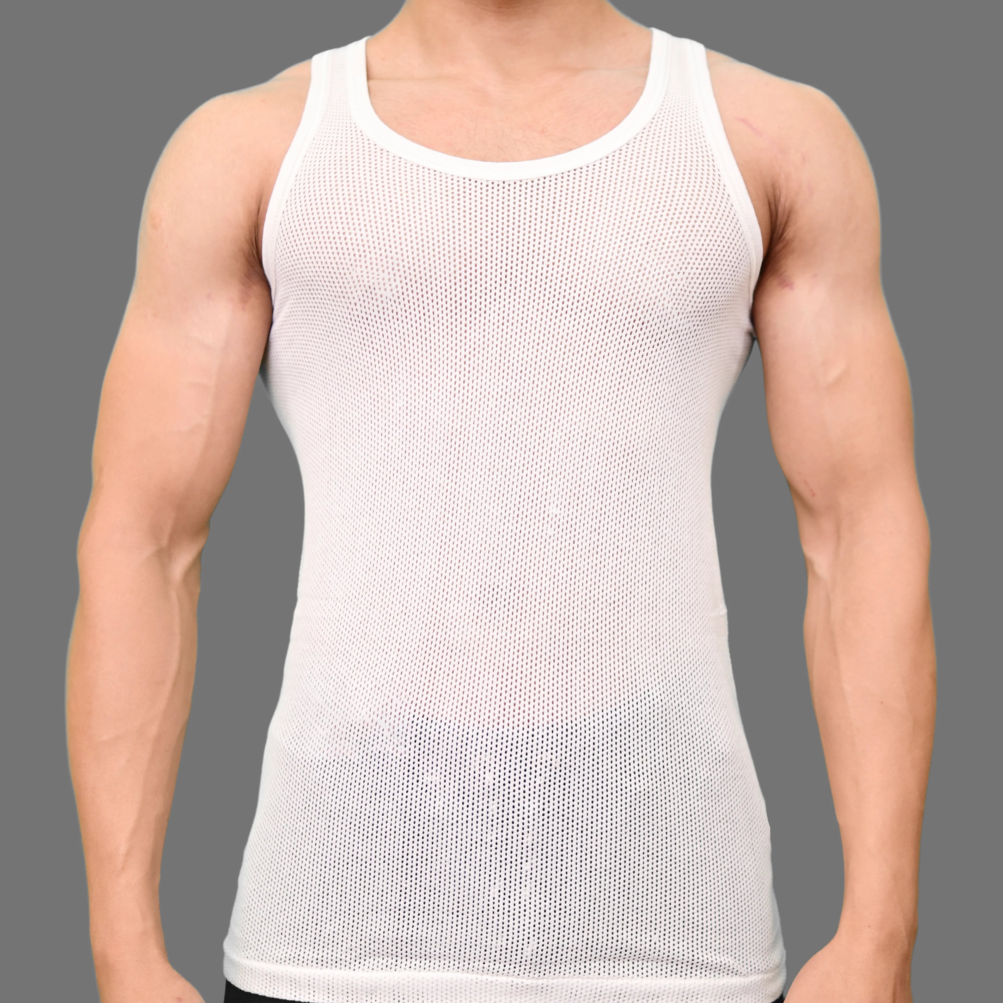 Men's White Net Vest/Sando