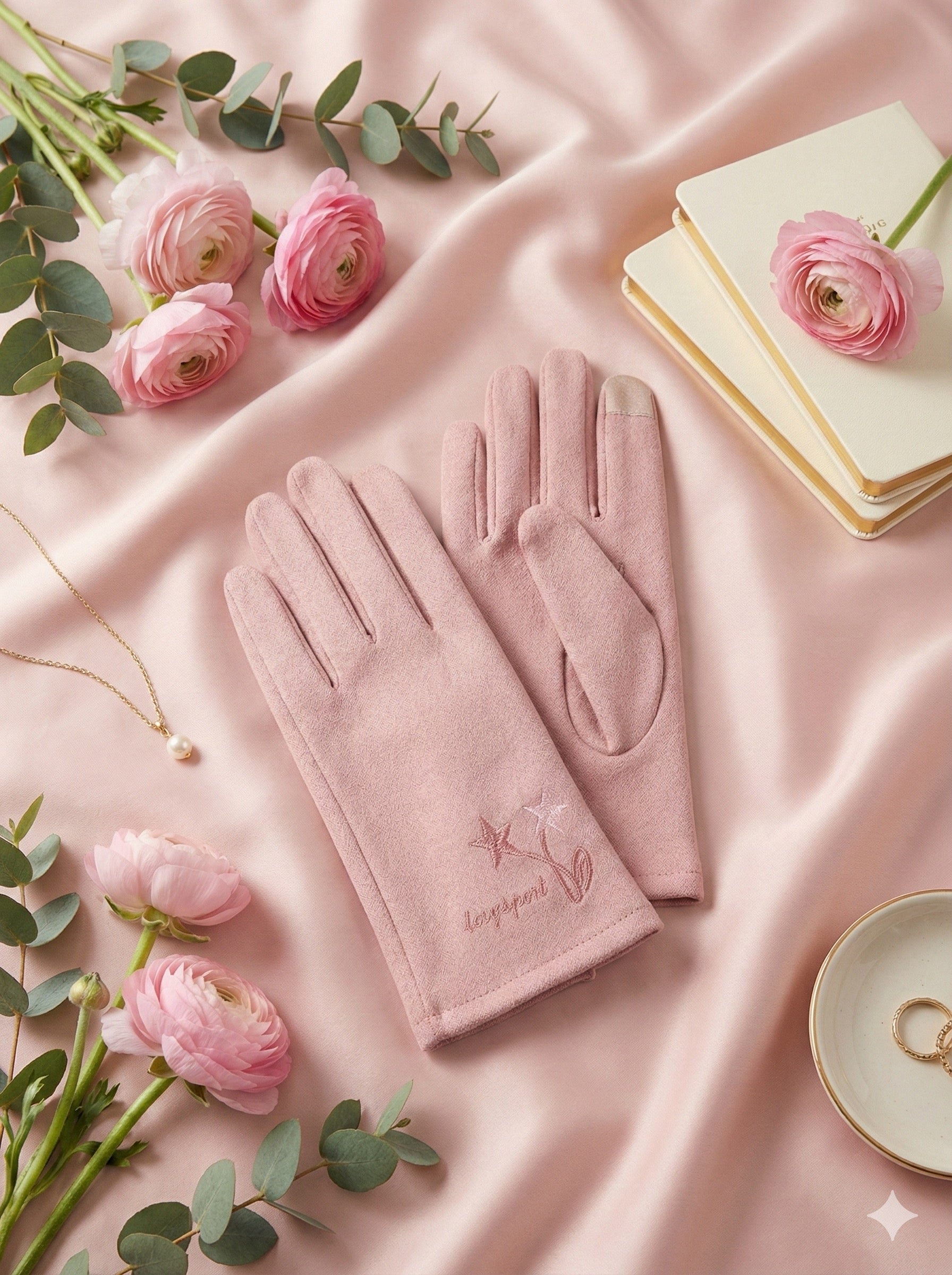 Embroidered Full-Finger Mittens/Gloves (TouchScreen) -TSG52