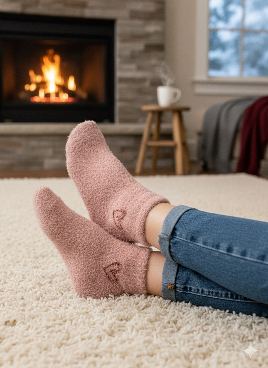 Ultra-Soft Fuzzy Polyamide DIL Ankle Socks - Cozy Winter Warmth -PF09