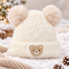 1–4 Years Kids Unisex Fluffy Teddy Bear Winter Cap with Velvet Lining |(15)