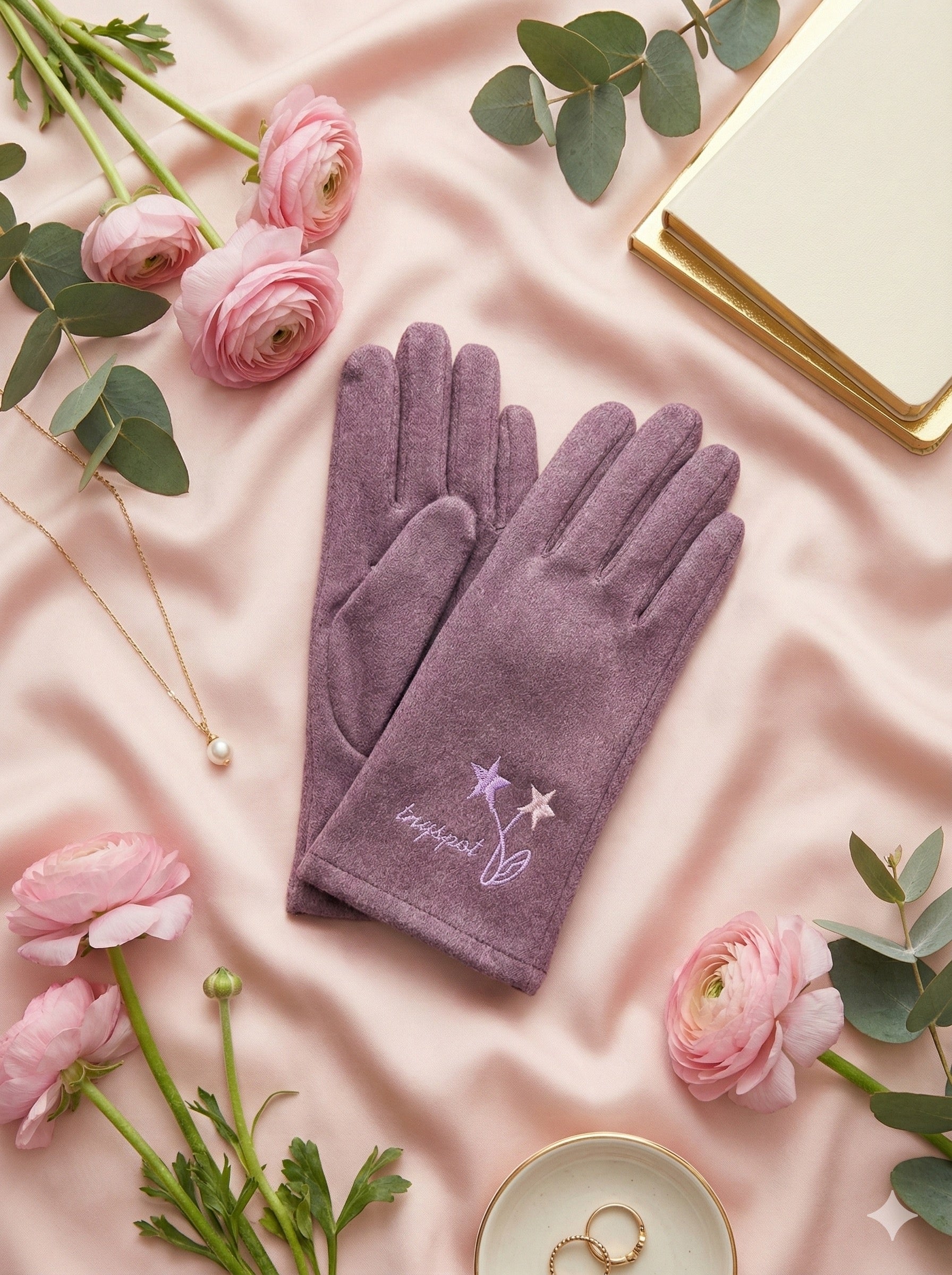 Embroidered Full-Finger Mittens/Gloves (TouchScreen) -TSG52