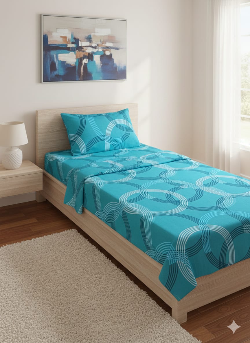 2PCs Pure Cotton Single Bedsheet (SBS03)
