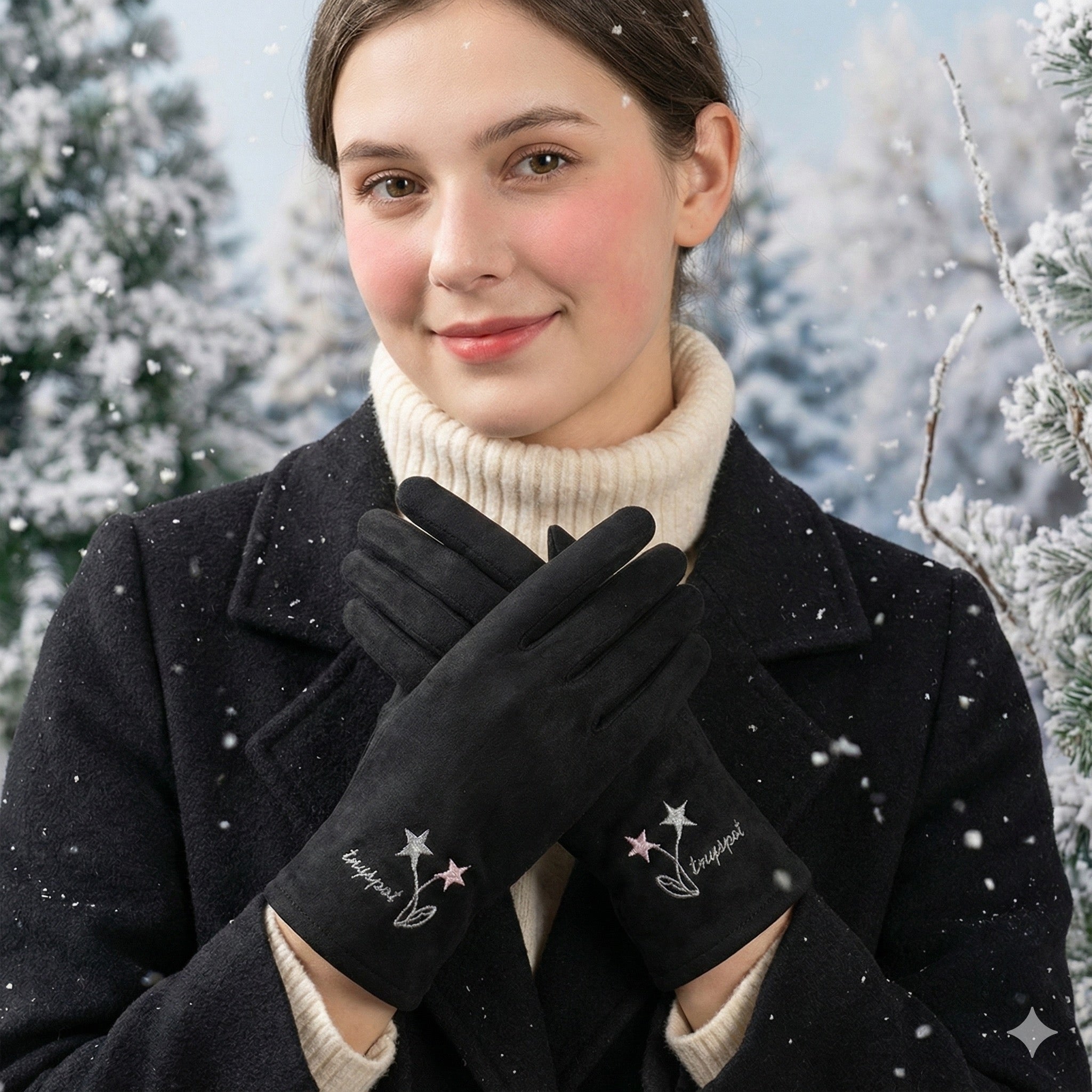 Embroidered Full-Finger Mittens/Gloves (TouchScreen) -TSG52