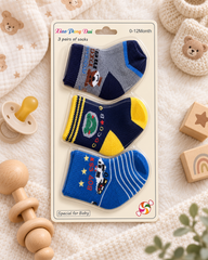 Baby Soft Cotton Socks – 3 Pairs Pack | 0–12 Months | Cozy & Comfortable