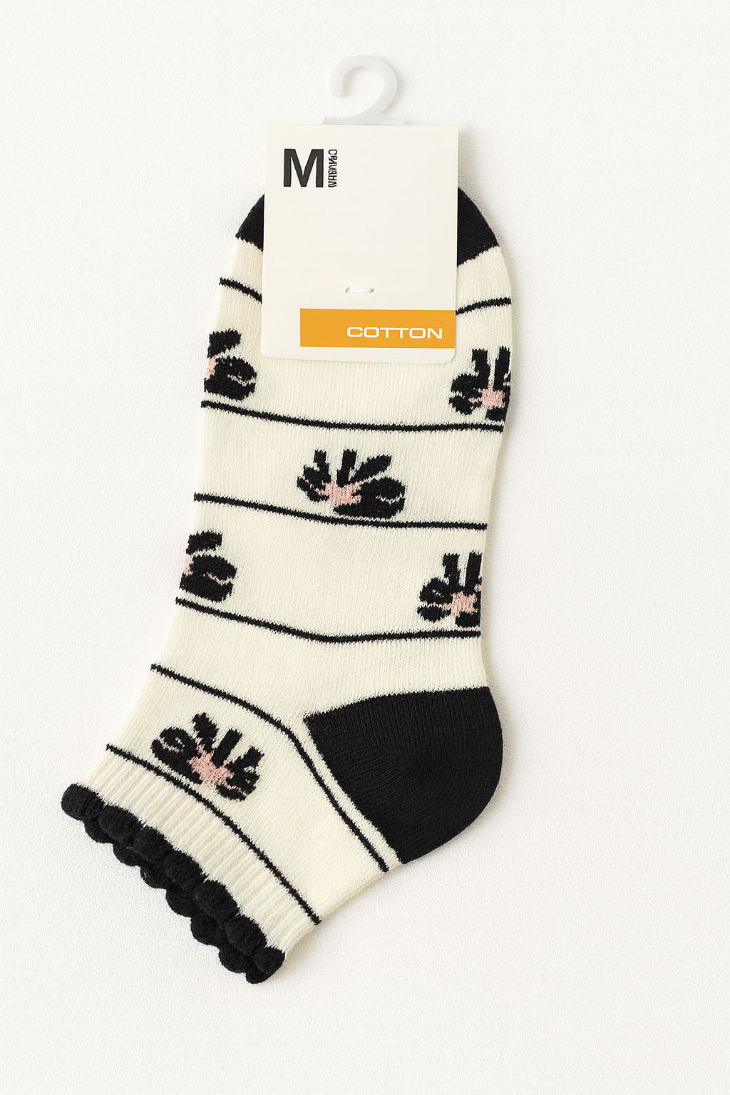 "Women’s Cotton Ankle Socks – 5-Pair Assorted Cute Patterns | Soft, Breathable, Everyday Wear" (Black)