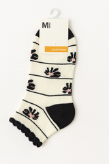 "Women’s Cotton Ankle Socks – 5-Pair Assorted Cute Patterns | Soft, Breathable, Everyday Wear" (Black)