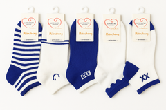 "Women’s Cotton Ankle Socks – 5-Pair Assorted Cute Patterns | Soft, Breathable, Everyday Wear" (Blue)