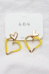 Mustard Heart  Earrings
