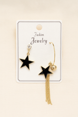 Black Star Loop Style Earrings