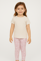 Kids Cotton Jersey Floral pink Print Tights – Soft, Stretchy & Stylish (Ages 4–5)