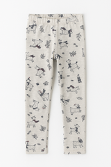 Kids Cotton Jersey Printed Tights – Cozy Llama & Leaf Design(Ages 4–5)