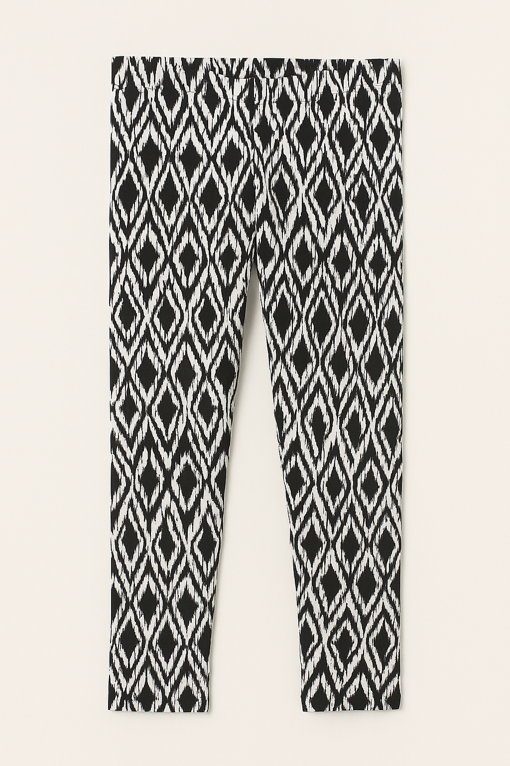 Girl Cotton Jersey Leggings – Ikat Pattern Black (Ages 10-12)