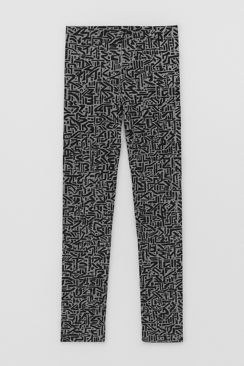 Unisex Grey Cotton Jersey Tights – Black Abstract Geometric Print (Ages 10-12)