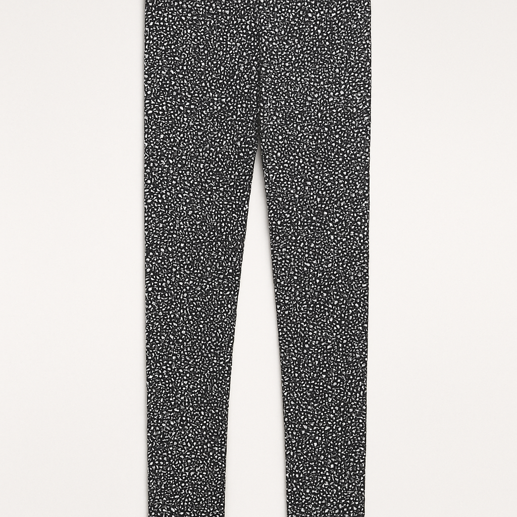 Black Cotton Jersey Tights – White Speckled Print (Ages 10-12)