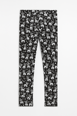 Girl Cotton Jersey Tights – White French Bulldog Print (Ages 7-9)