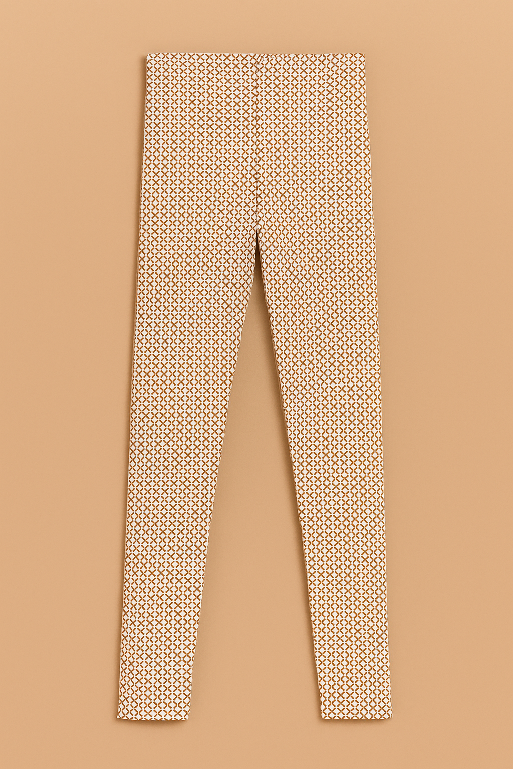 Girl Printed Cotton Jersey Tights – Geometric Brown Pattern (Ages 7-8)