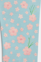 Girls Light Blue Floral Cotton Leggings – Soft & Breathable(Ages 7-9)