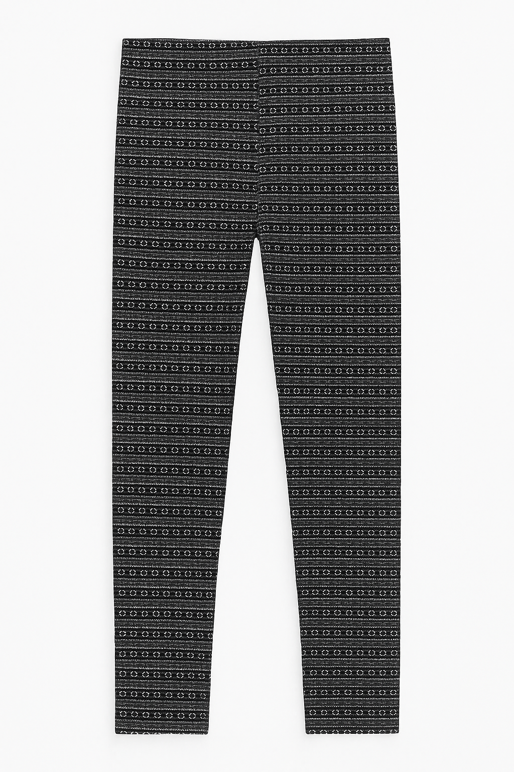 Girl Black & White Geometric Pattern Cotton Jersey Leggings – Stretch Fit(Ages 7-9)