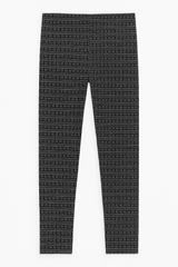 Girl Black & White Geometric Pattern Cotton Jersey Leggings – Stretch Fit(Ages 7-9)