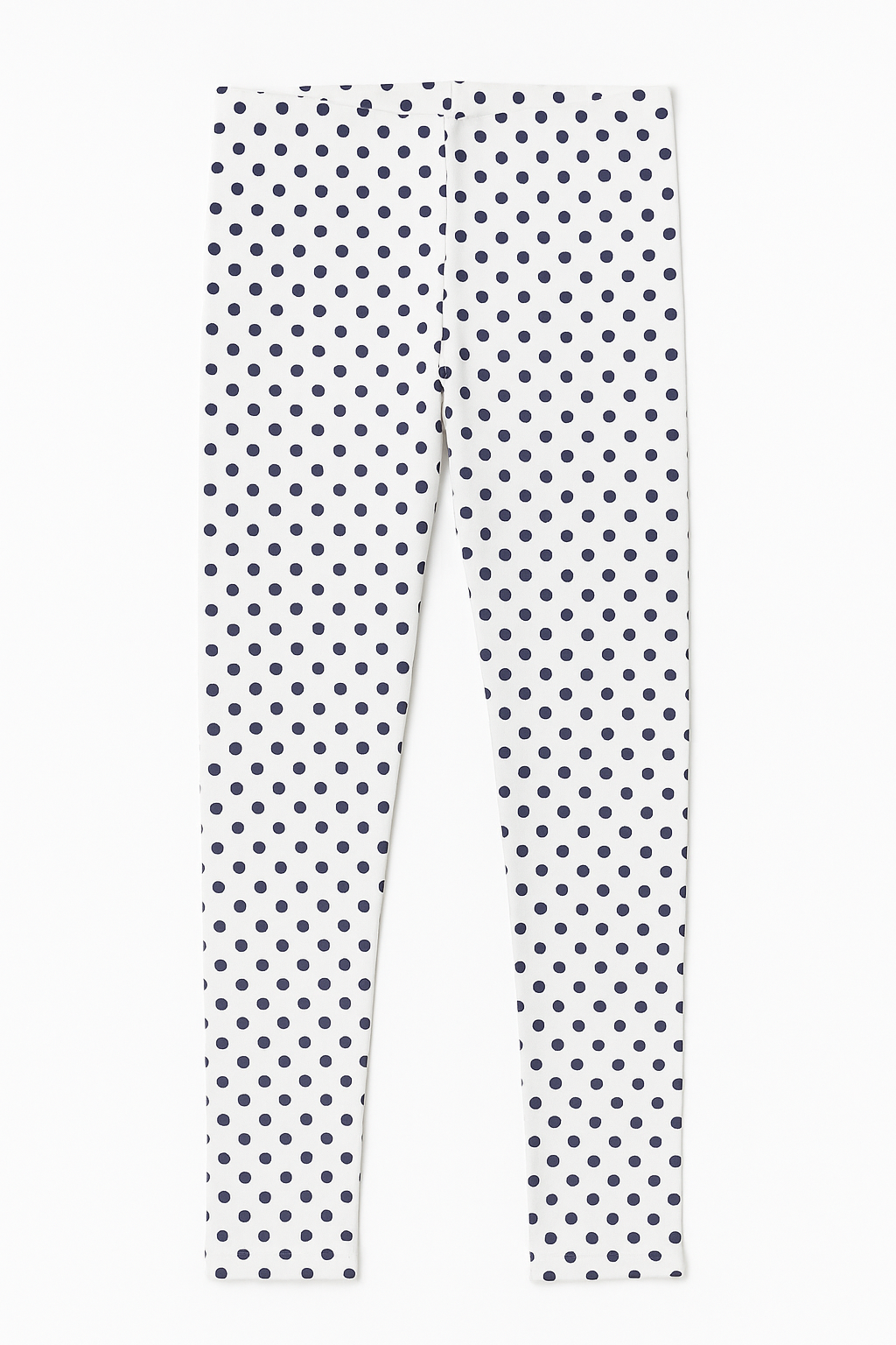 Girl White Polka Dot Cotton Jersey Tights – Soft & Stretchy(Ages 7-9)