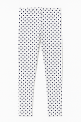 Girl White Polka Dot Cotton Jersey Tights – Soft & Stretchy(Ages 7-9)