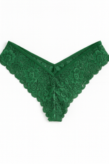 Signature Lace Original Rise Thong Underwear In Green Envy