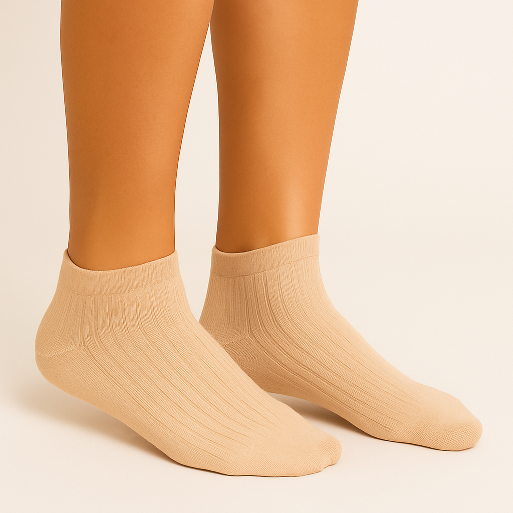 "Women's Beige Ankle Socks – Soft & Stretchy Casual Wear"