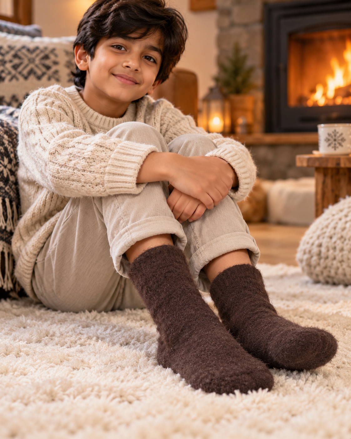 Kids Ultra-Soft Fuzzy Fleece Socks - Cozy Winter Warmth -KPF-Plain