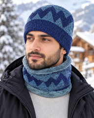 Imported Cap and Neck Warmer Set with Velvet inside –ZIGZAG