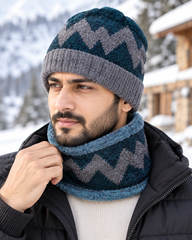 Imported Cap and Neck Warmer Set with Velvet inside –ZIGZAG