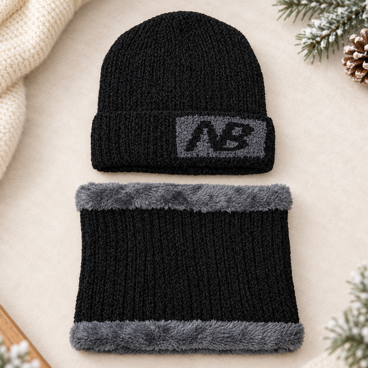 Imported Cap and Neck Warmer Set with Velvet inside –AB
