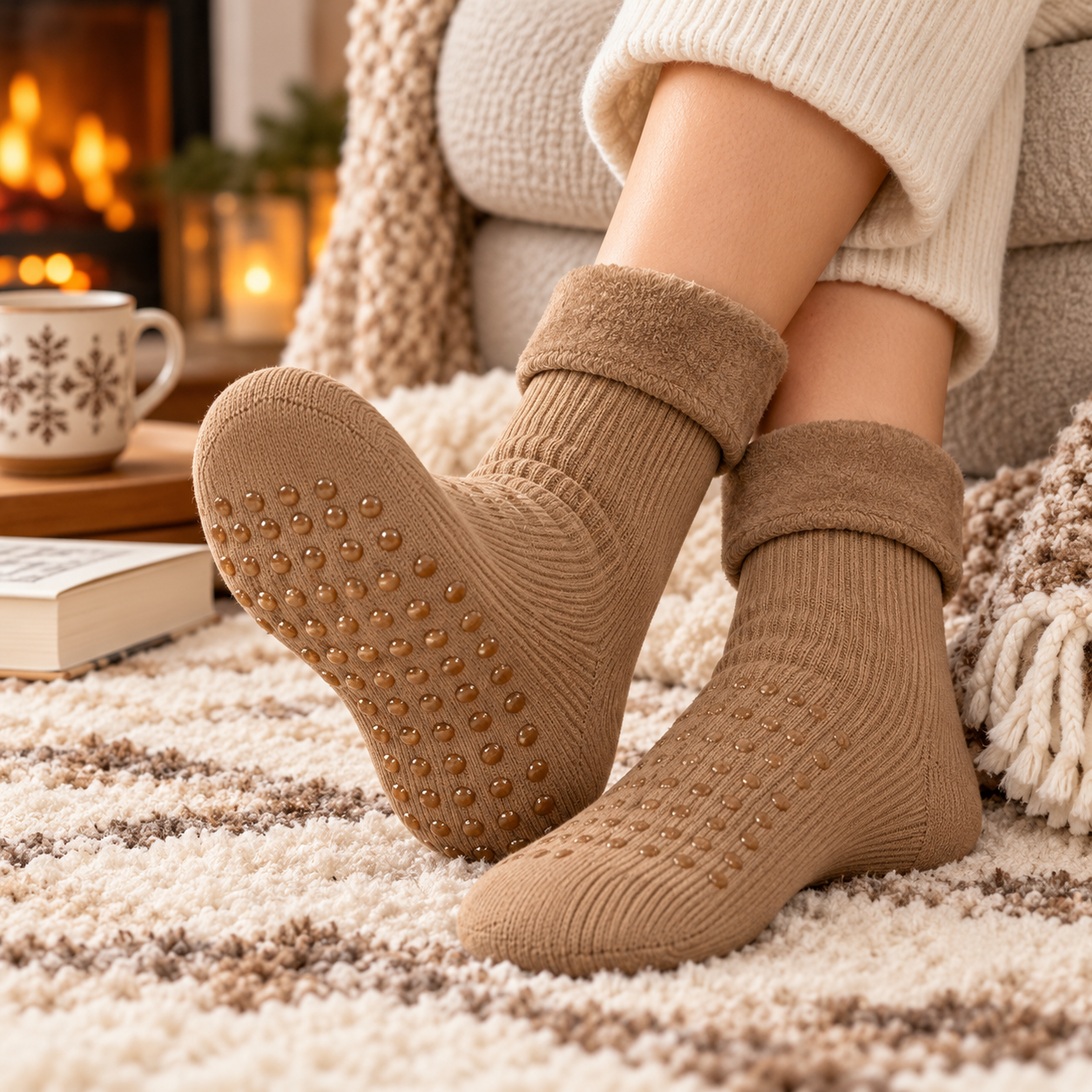 Unisex Antislip Soft Velvet Cashmere Socks (Solid Colors)