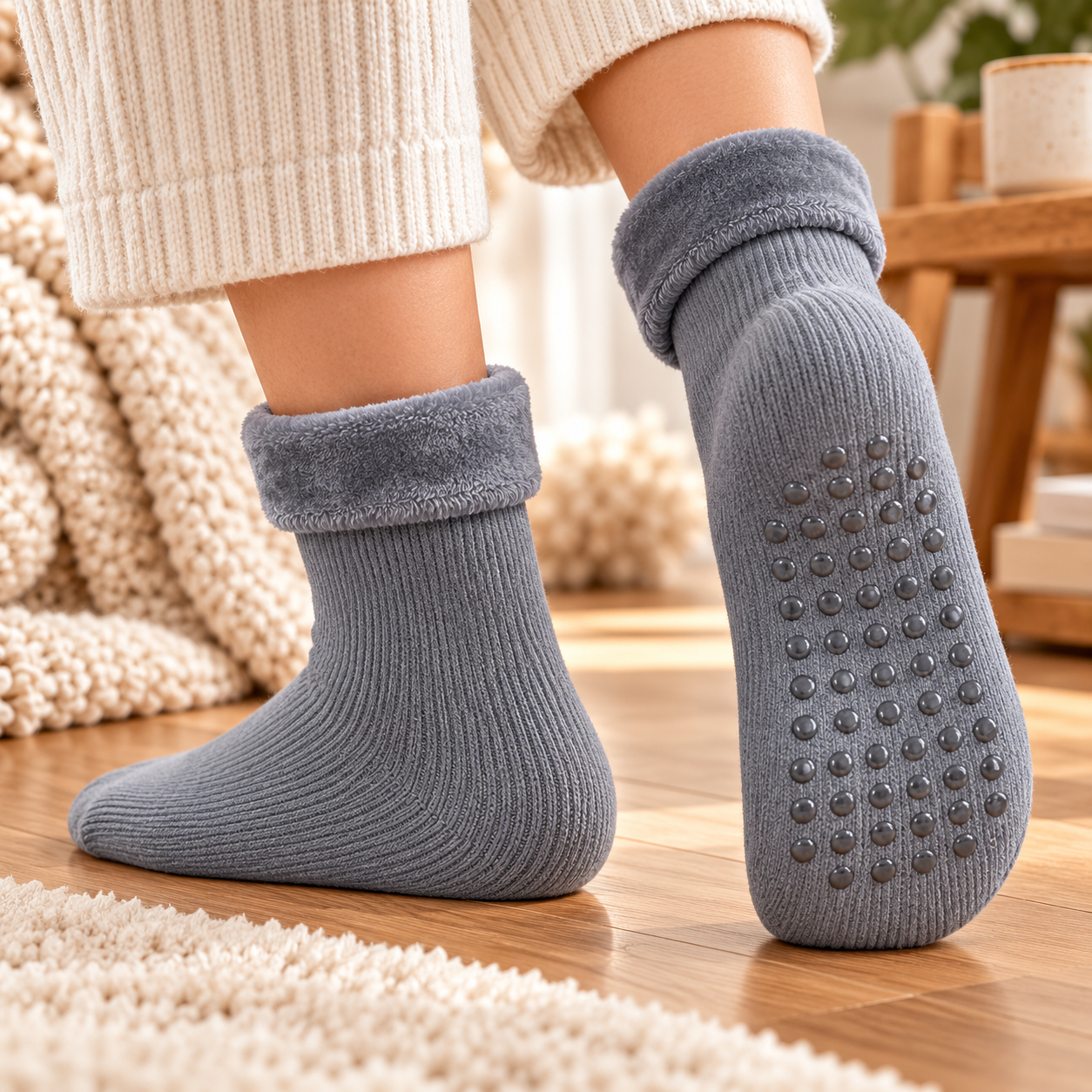 Unisex Antislip Soft Velvet Cashmere Socks (Solid Colors)
