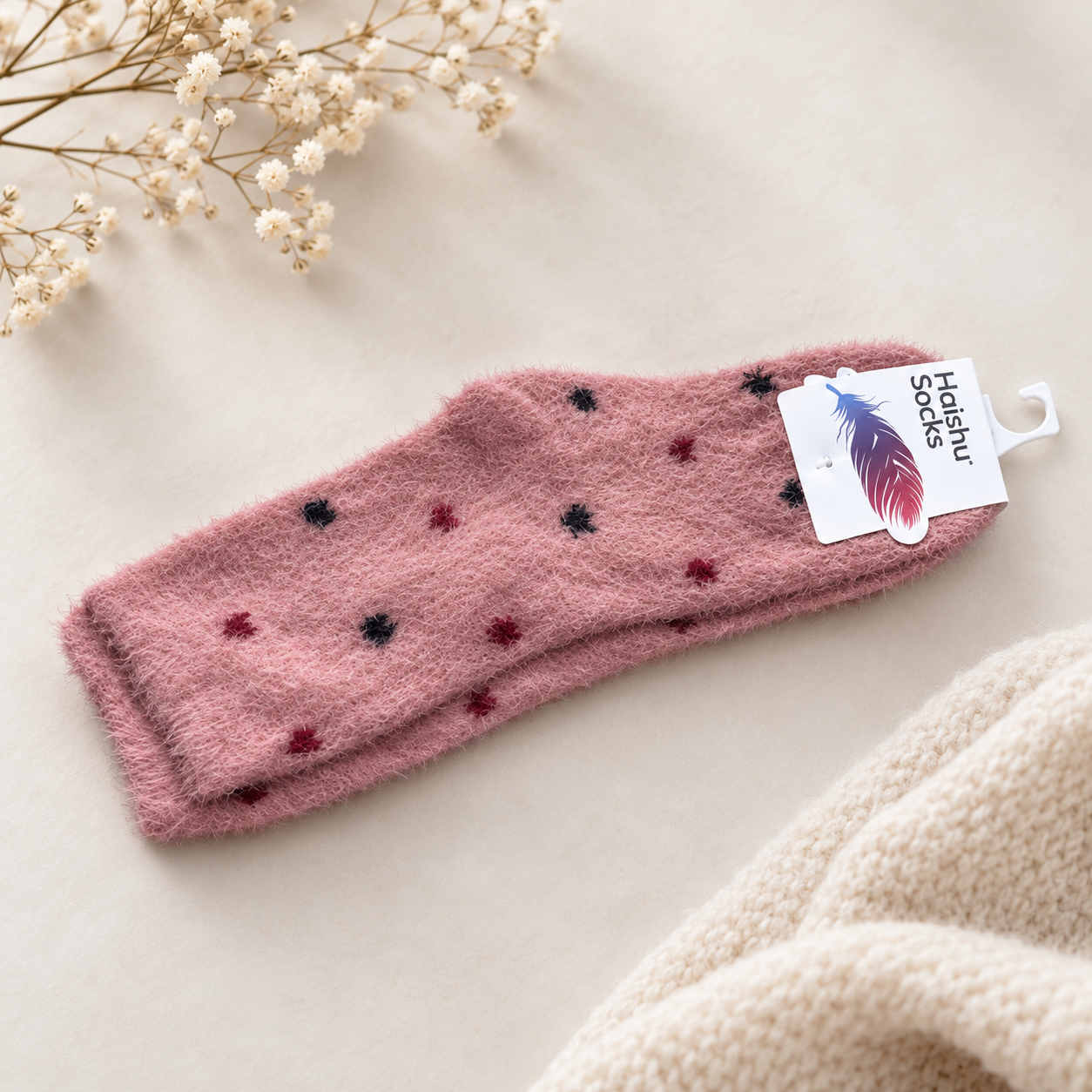 Ultra-Soft Fuzzy Polyamide Starry Bliss Crew Socks - Cozy Winter Warmth -PFN04