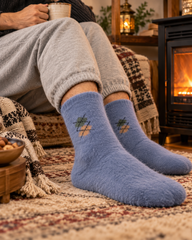 Men's Ultra-Soft Fuzzy Polyamide Crew Socks - Cozy Winter Warmth -MPF02