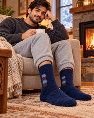 Men's Ultra-Soft Fuzzy Polyamide Crew Socks - Cozy Winter Warmth -MPF03