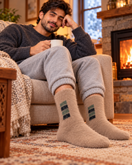 Men's Ultra-Soft Fuzzy Polyamide Crew Socks - Cozy Winter Warmth -MPF03