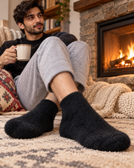 Men's Ultra-Soft Fuzzy Polyamide Ankle Plain Socks - Cozy Winter Warmth -MPF04
