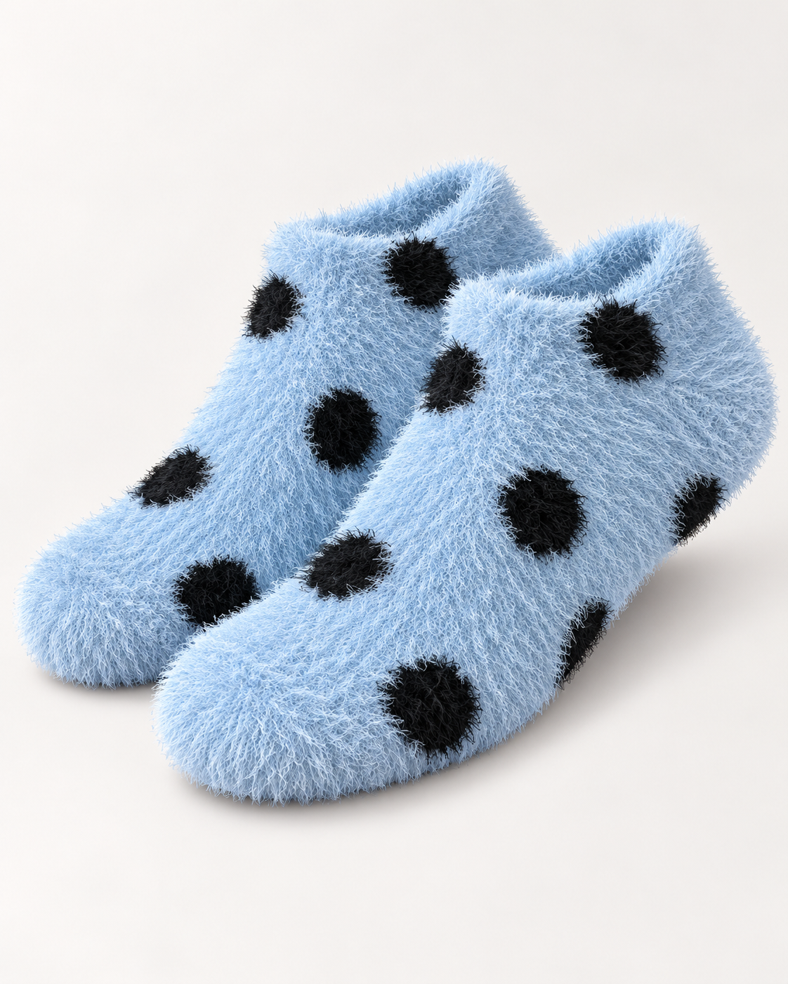 Ultra-Soft Fuzzy Polyamide Polka Ankle Socks - Cozy Winter Warmth -PFN05