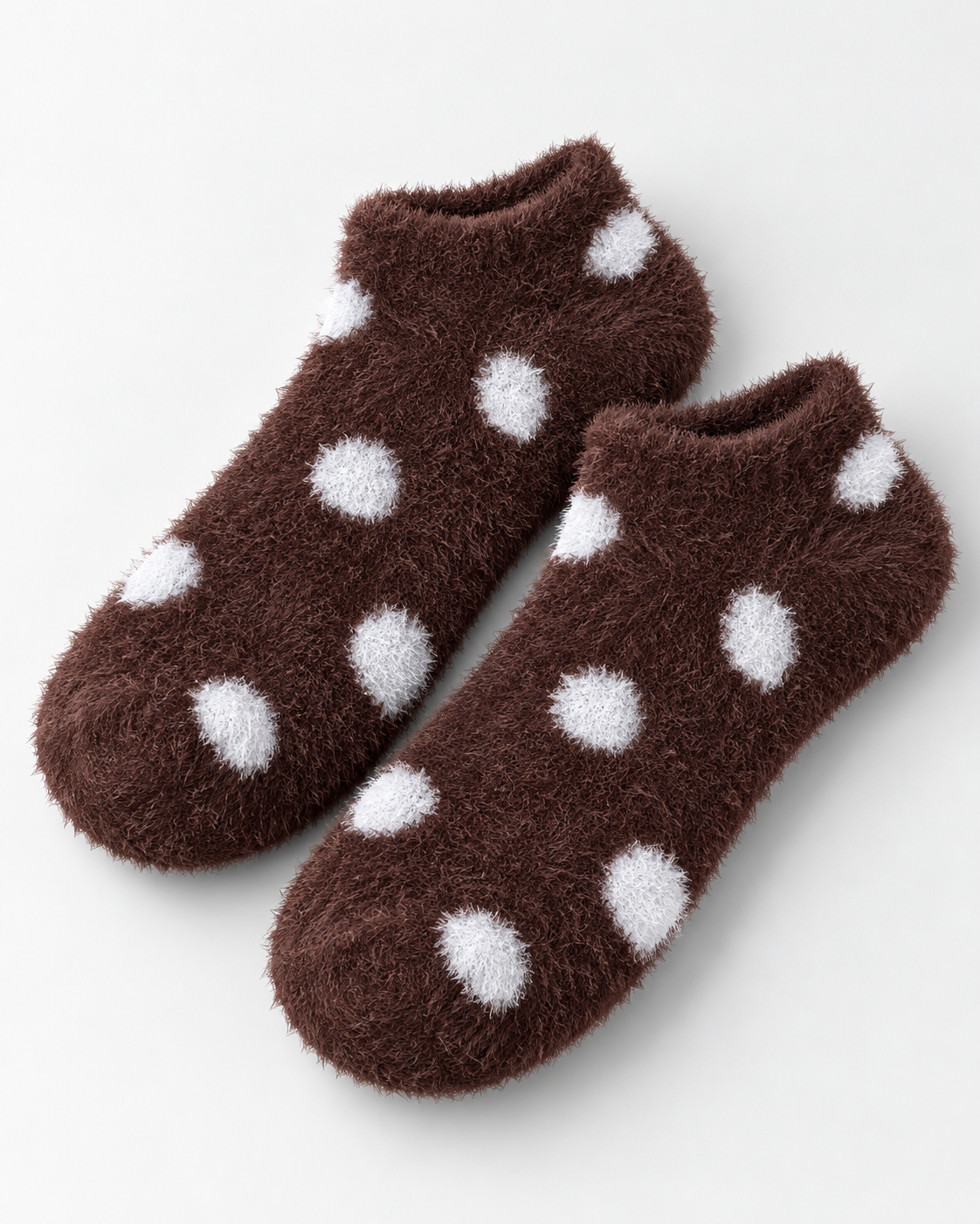 Ultra-Soft Fuzzy Polyamide Polka Ankle Socks - Cozy Winter Warmth -PFN05