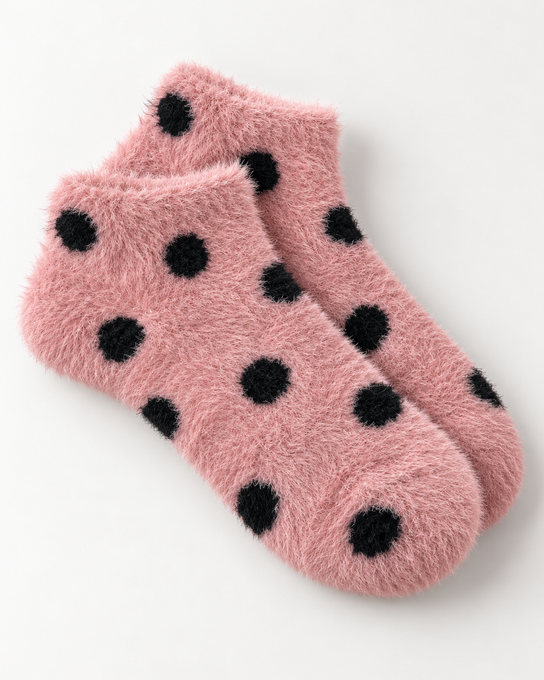 Ultra-Soft Fuzzy Polyamide Polka Ankle Socks - Cozy Winter Warmth -PFN05