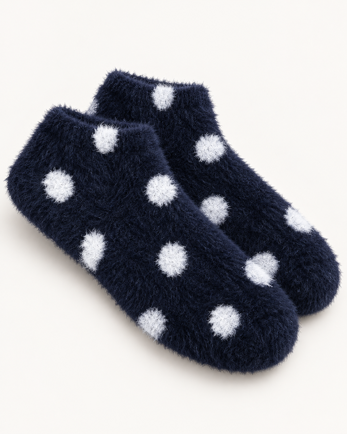 Ultra-Soft Fuzzy Polyamide Polka Ankle Socks - Cozy Winter Warmth -PFN05