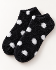 Ultra-Soft Fuzzy Polyamide Polka Ankle Socks - Cozy Winter Warmth -PFN05