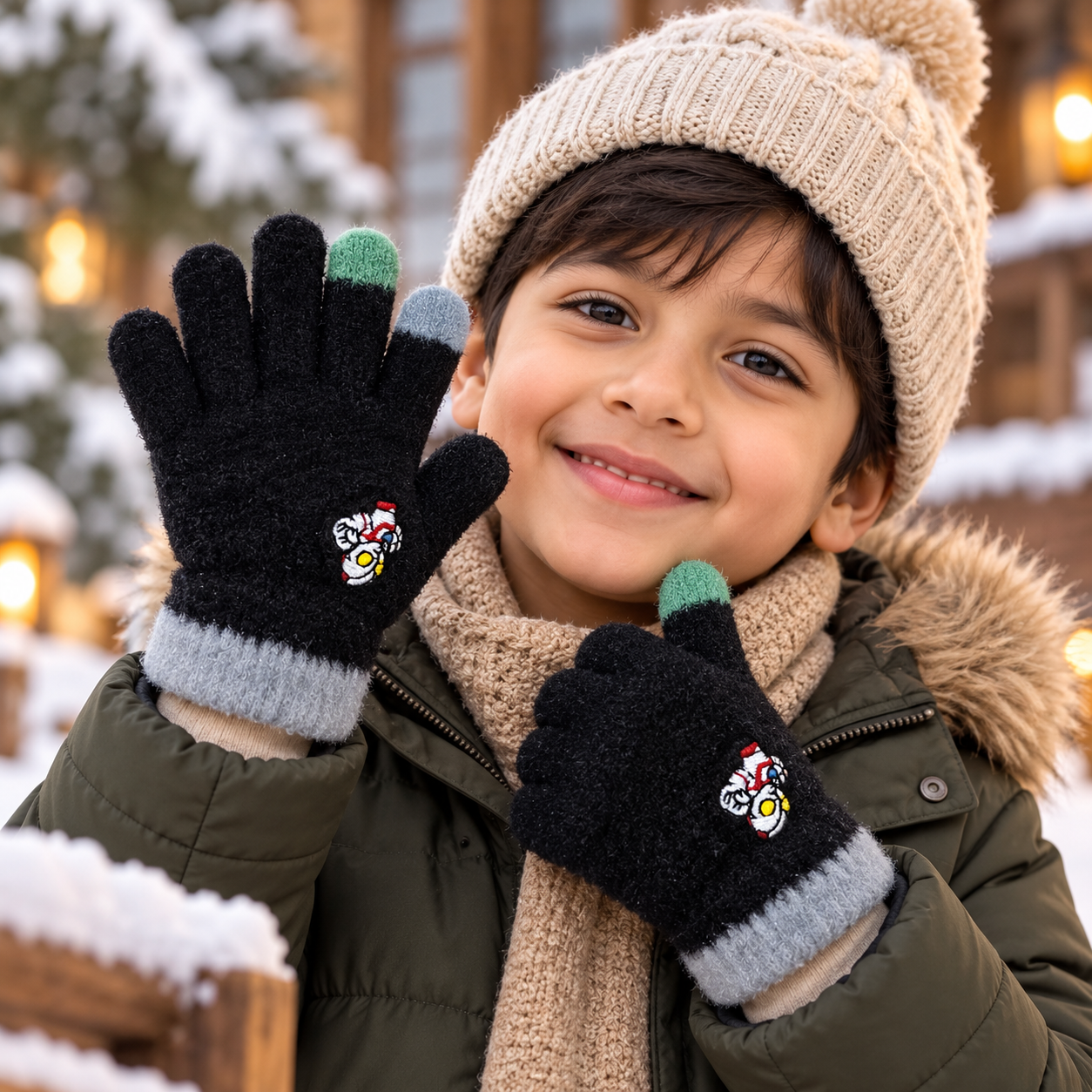Kids Premium Full Finger Plush Gloves/Mittens  -KGN04