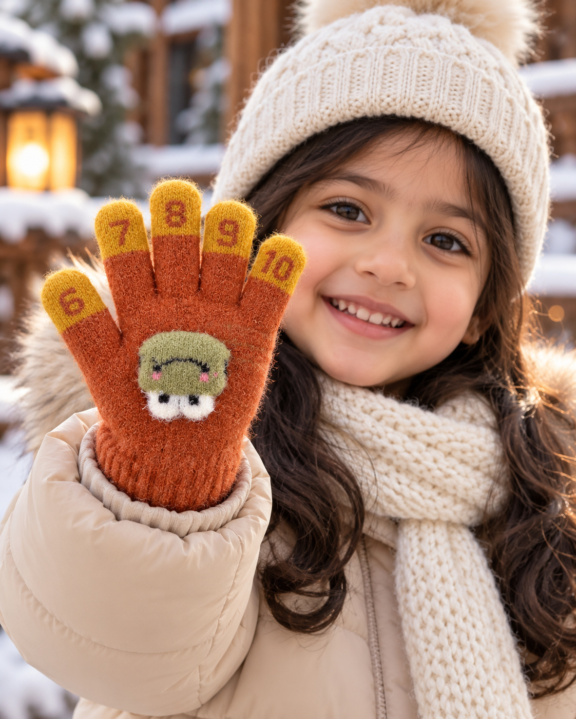 Kids Premium Full Finger Plush Gloves/Mittens with Counting -KGN05